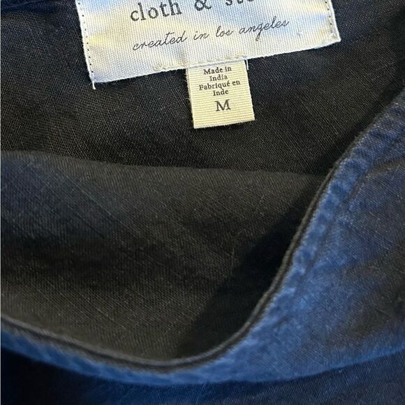 Cloth & Stone Black 100% Linen Short Sleeve Jumpsuit Size Medium Style C6239 - Picture 12 of 12